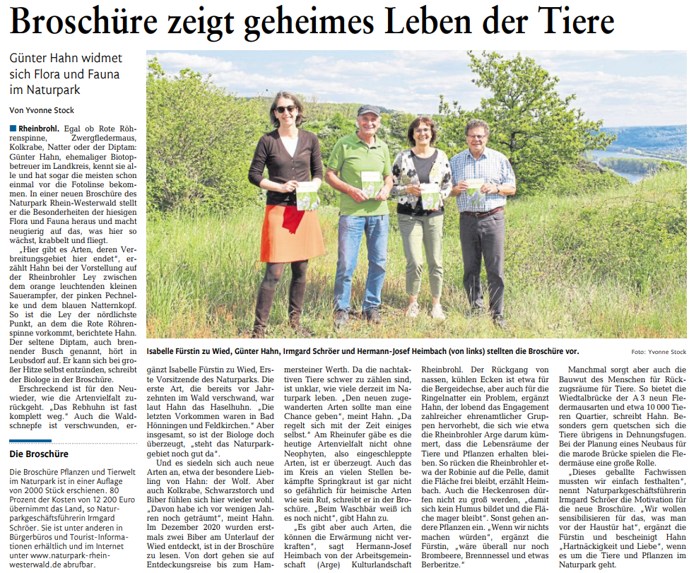 4 10.05.22 Rhein Zeitung Vorstellung Flora und Fauna Broschüre